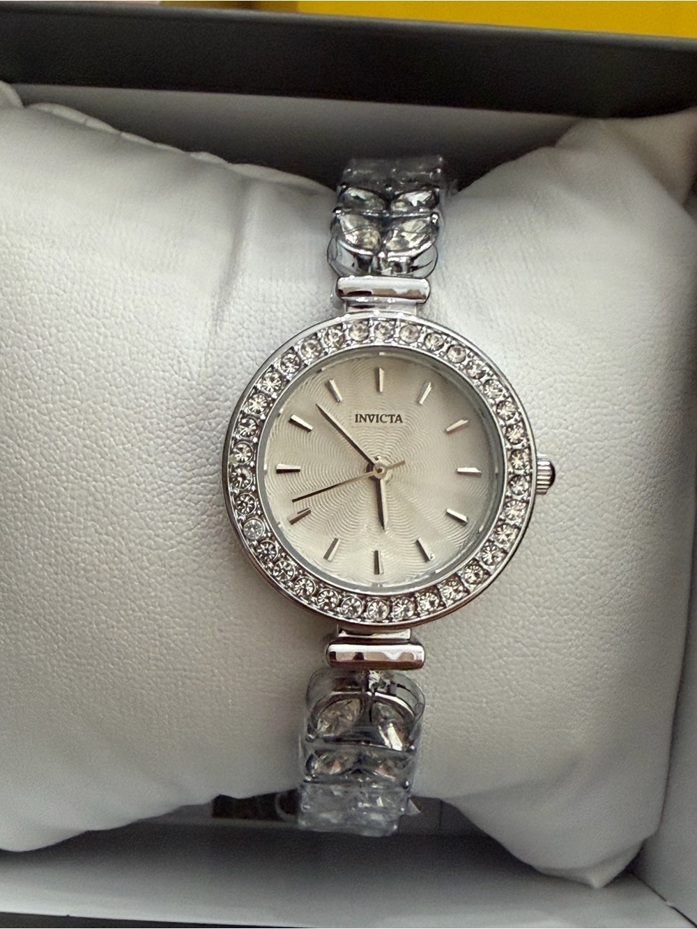 Invicta Angel Vintage Silver Crystal Accent Bracelet Watch